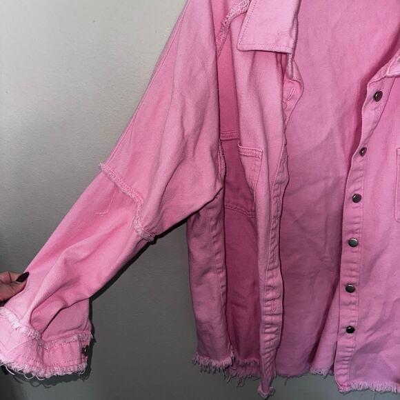 Oversized pink denim jacket sz 1xl - Picture 3 of 5